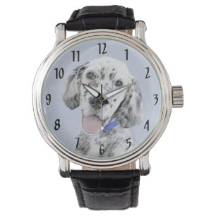 English Setter Blue Belton Painting Dog Art Watch