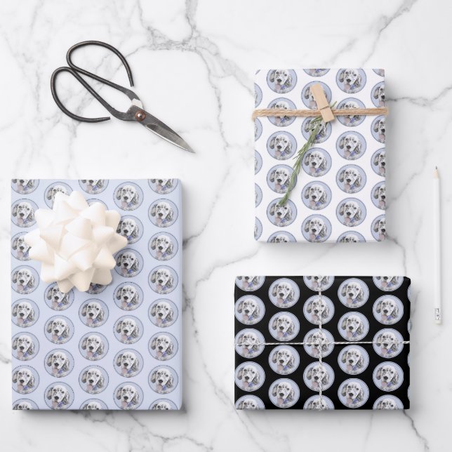 English Setter Blue Belton Painting Dog Art Wrapping Paper Sheet (Front)