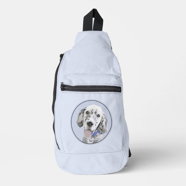 English Setter Blue Belton Painting Pet Dog Art Sling Bag (Front)