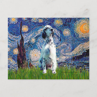 English Setter (BW) - Starry Night Postcard