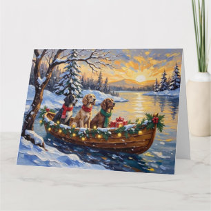 English Setter Christmas Boat Holiday Card