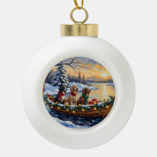 English Setter Christmas Boat Holiday Ceramic Ball Christmas Ornament