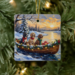 English Setter Christmas Boat Holiday Ceramic Ornament