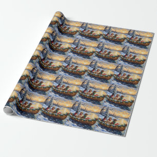 English Setter Christmas Boat Holiday Wrapping Paper
