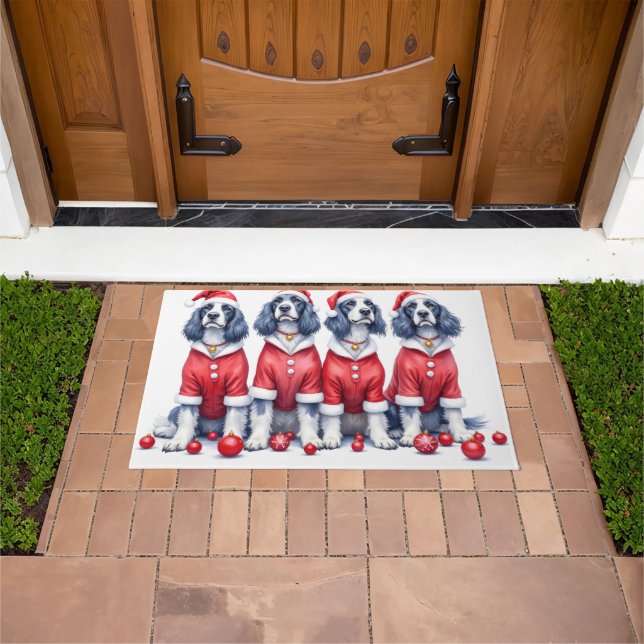 English Setter Christmas Dress Santa Hat Doormat (Outdoor)