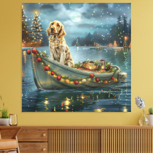 English Setter Christmas Festive Voyage  Canvas Print