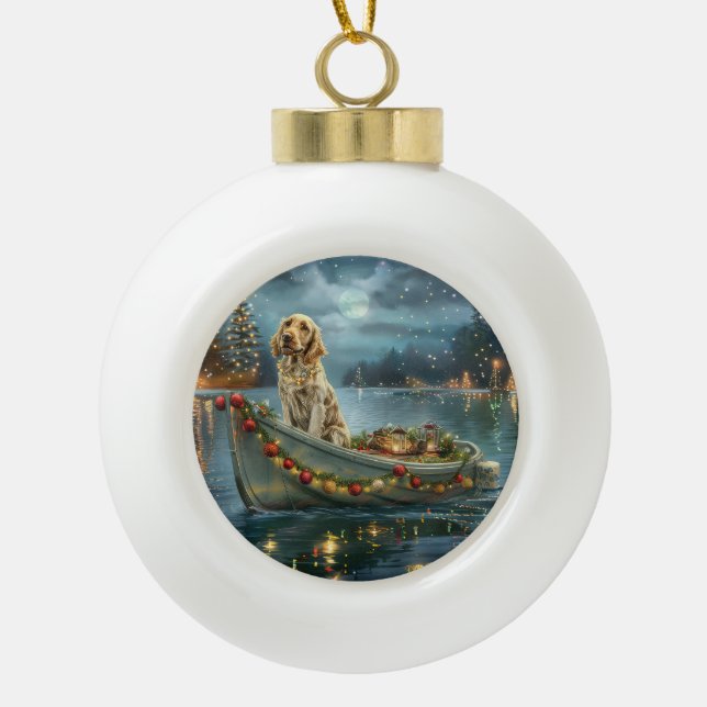 English Setter Christmas Festive Voyage  Ceramic Ball Christmas Ornament (Front)