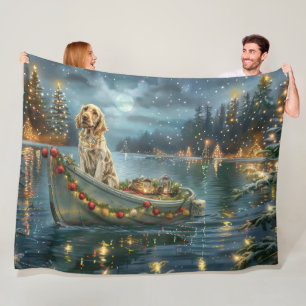 English Setter Christmas Festive Voyage  Fleece Blanket
