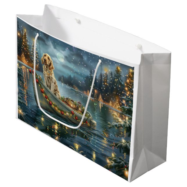 English Setter Christmas Festive Voyage  Large Gift Bag (Front Angled)