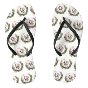 English Setter Christmas Wreath Festive Pup Jandals