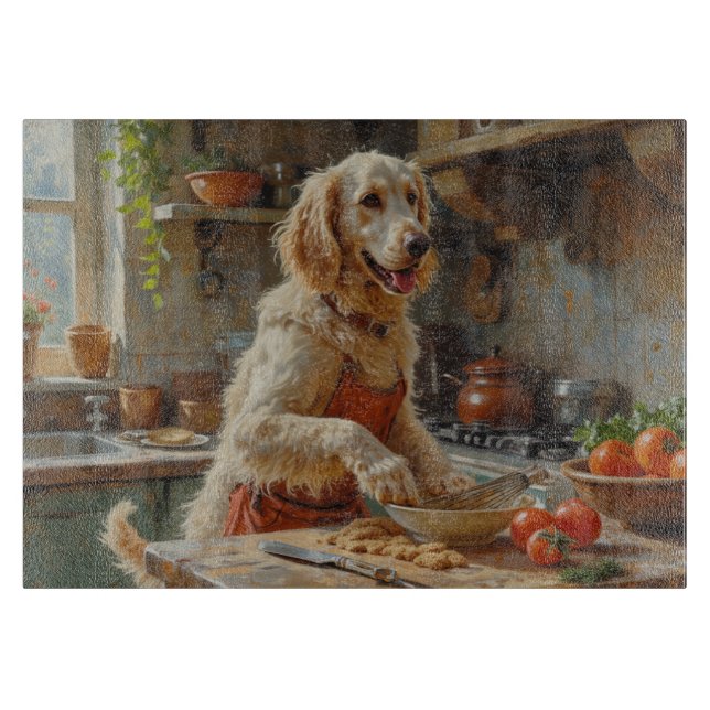English Setter Cooking in Kitchen Cutting Board (Front)