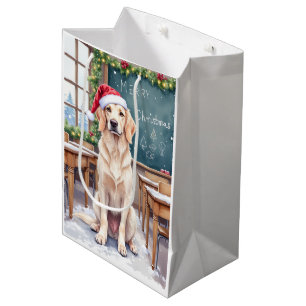 English Setter Cozy Classroom Teacher Santa Medium Gift Bag