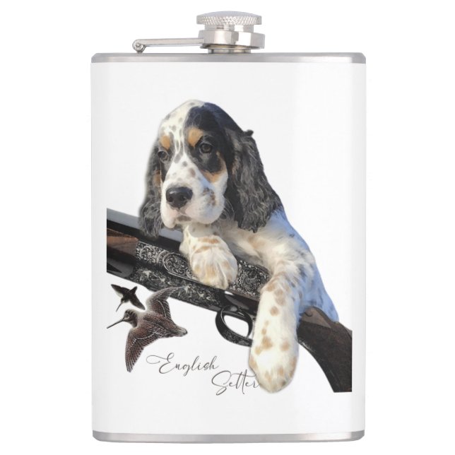 English Setter, cute puppy  Coffee Mug Hip Flask (Front)