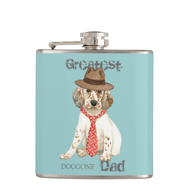 English Setter Dad Hip Flask (Front)