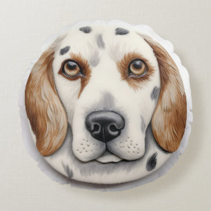 English Setter Dog 3D Inspired Round Cushion