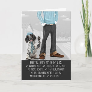 English Setter Dog and Dad for Father's Day Holiday Card