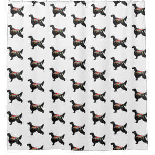 English Setter Dog Breed Bohemian Floral Silhouett Shower Curtain