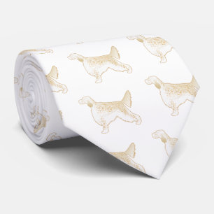 English Setter Dog Breed Illustration Silhouette Tie
