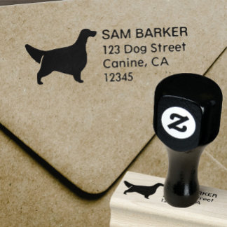 English Setter Dog Breed Silhouette Return Address Rubber Stamp