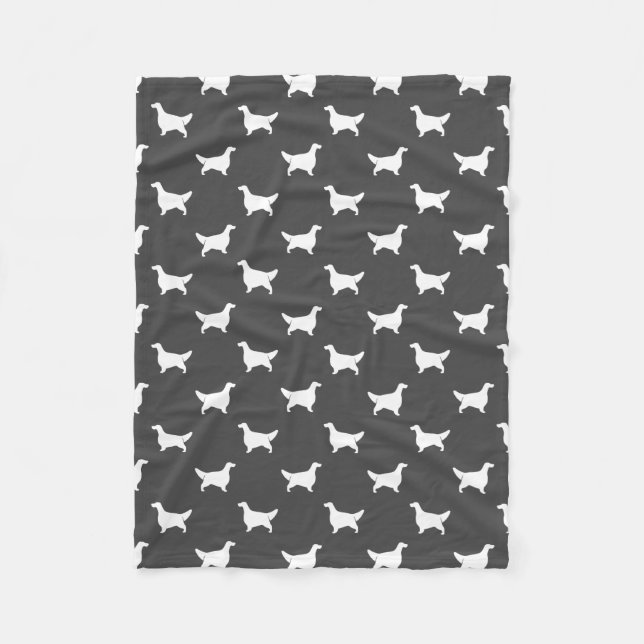 English Setter Dog Breed Silhouettes Pattern Fleece Blanket (Front)