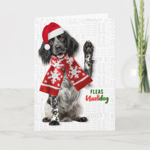 English Setter Dog Funny Fleas Navidog Christmas Holiday Card