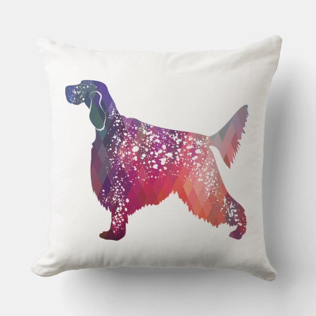 English Setter Dog Geometric Silhouette - Pink Cushion (Front)