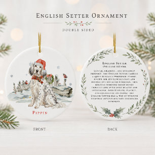 English Setter Dog Monogram Ceramic Tree Decoration
