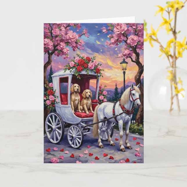 English Setter Dog Valentine's Day Card (Yellow Flower)