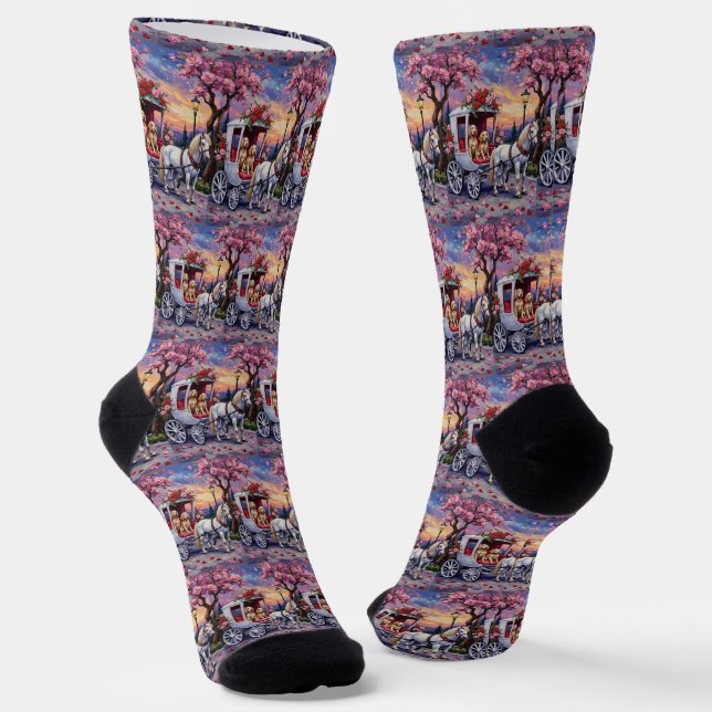 English Setter Dog Valentine's Day Socks (Angled)
