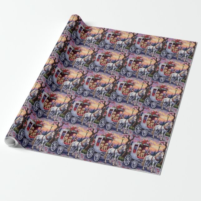 English Setter Dog Valentine's Day Wrapping Paper (Unrolled)