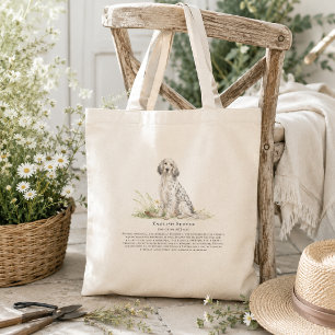 English Setter Dog Watercolor Breed Quote Tote Bag
