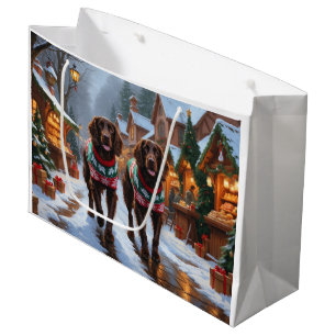 English Setter Dogs Christmas Snow Holiday Large Gift Bag