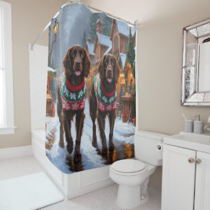 English Setter Dogs Christmas Snow Holiday Shower Curtain
