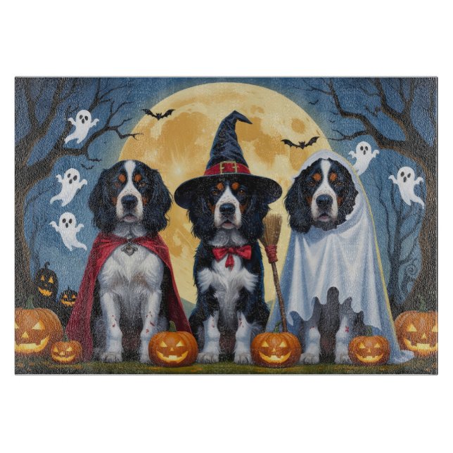 English Setter Dogs Pumpkin Halloween Funny Cutting Board (Front)