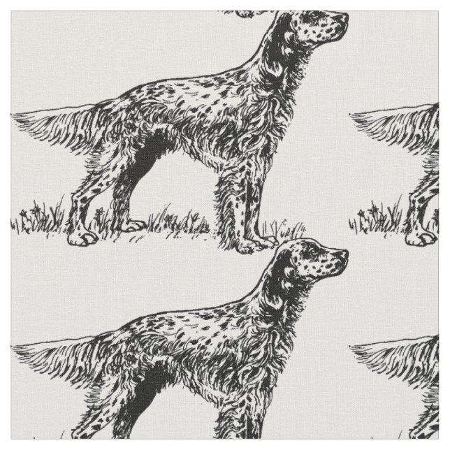 english setter drawing.png fabric (Close Up)
