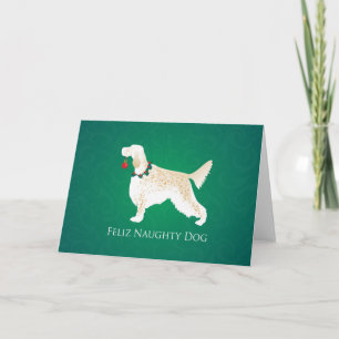 English Setter Feliz Naughty Dog Christmas Holiday Card