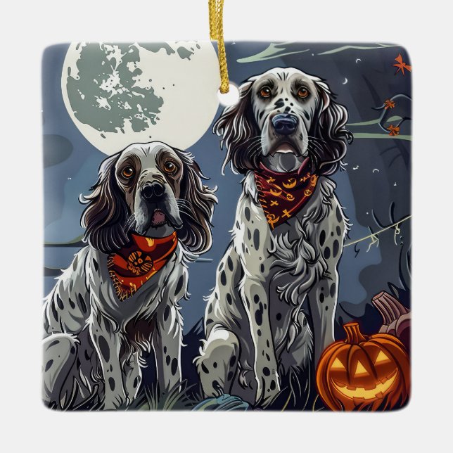 English Setter Halloween Spooky Ceramic Ornament (Front)