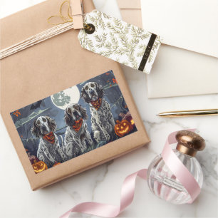 English Setter Halloween Spooky Rectangular Sticker