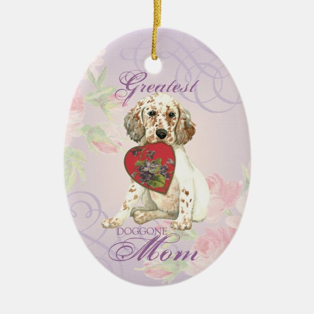 English Setter Heart Mum Ceramic Ornament (Front)