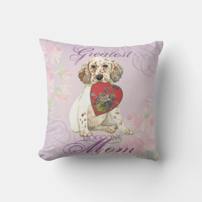 English Setter Heart Mum Cushion (Front)