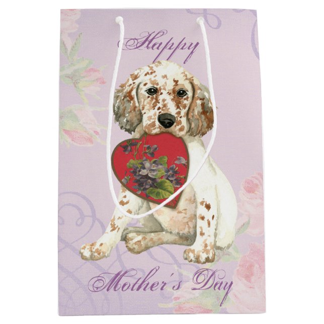 English Setter Heart Mum Medium Gift Bag (Front)
