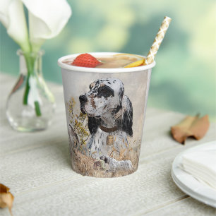 English Setter, Hunting woodcock, hunting Paper Cups