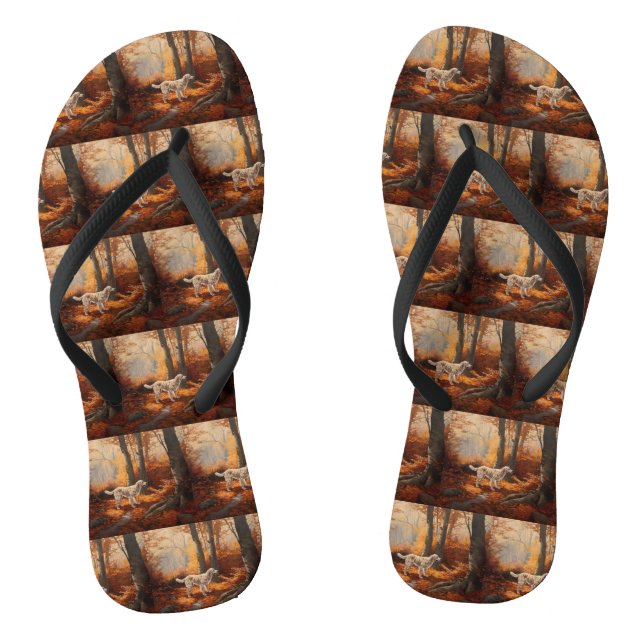 English Setter in Autumn Leaves Fall Inspire Jandals (Footbed)