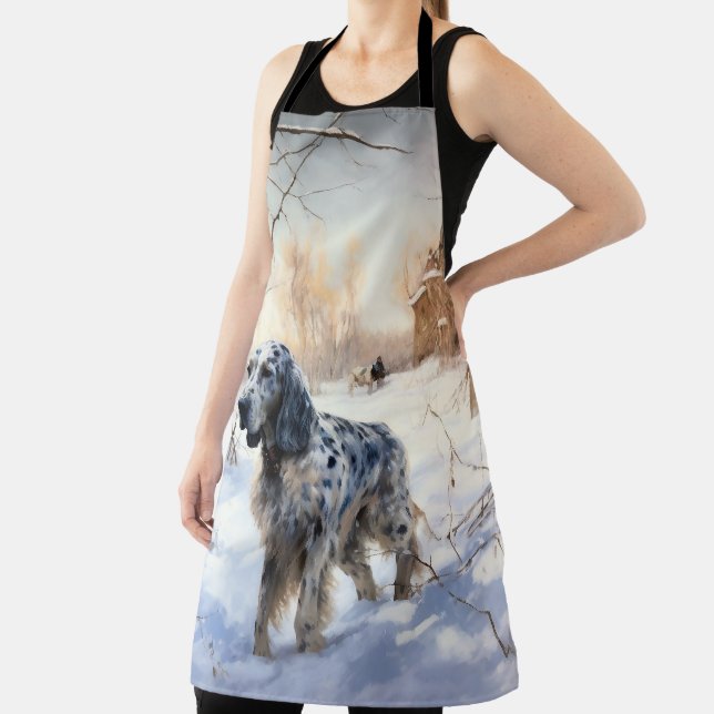 English Setter Let It Snow Christmas Apron (Insitu)
