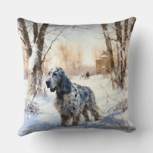 English Setter Let It Snow Christmas Cushion