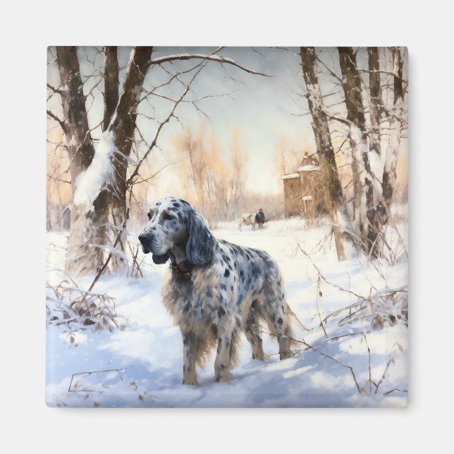 English Setter Let It Snow Christmas Magnet (Front)
