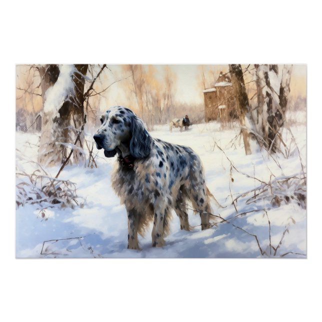 English Setter Let It Snow Christmas Poster (Front)