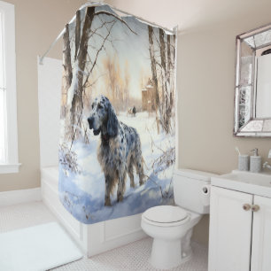 English Setter Let It Snow Christmas Shower Curtain