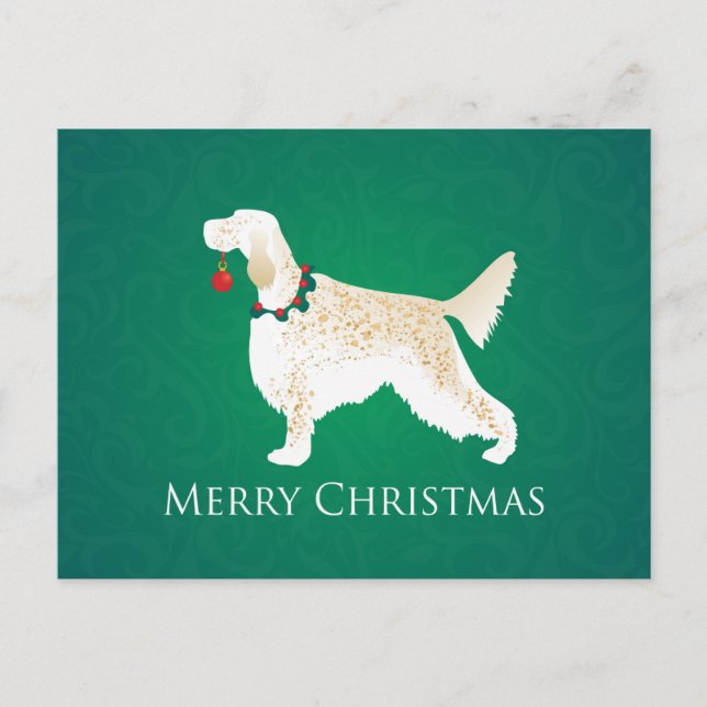 English Setter Merry Christmas Design Holiday Postcard (Front)
