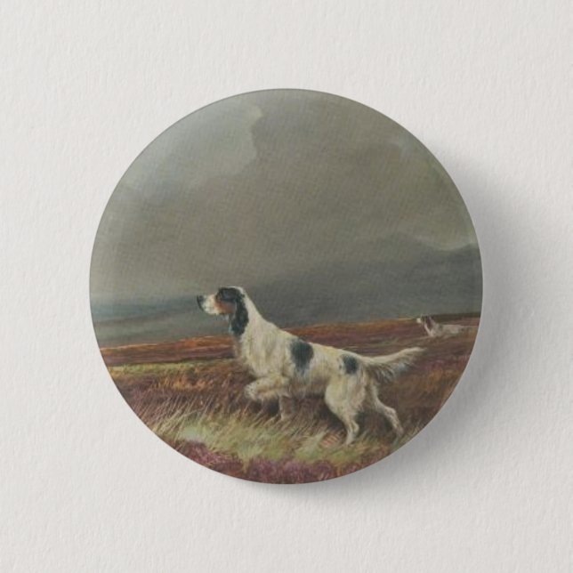 English Setter On Moorland Button (Front)